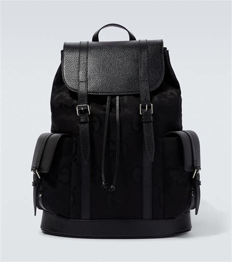 gucci mens black guccissima leather backpack|gucci jumbo gg black backpack.